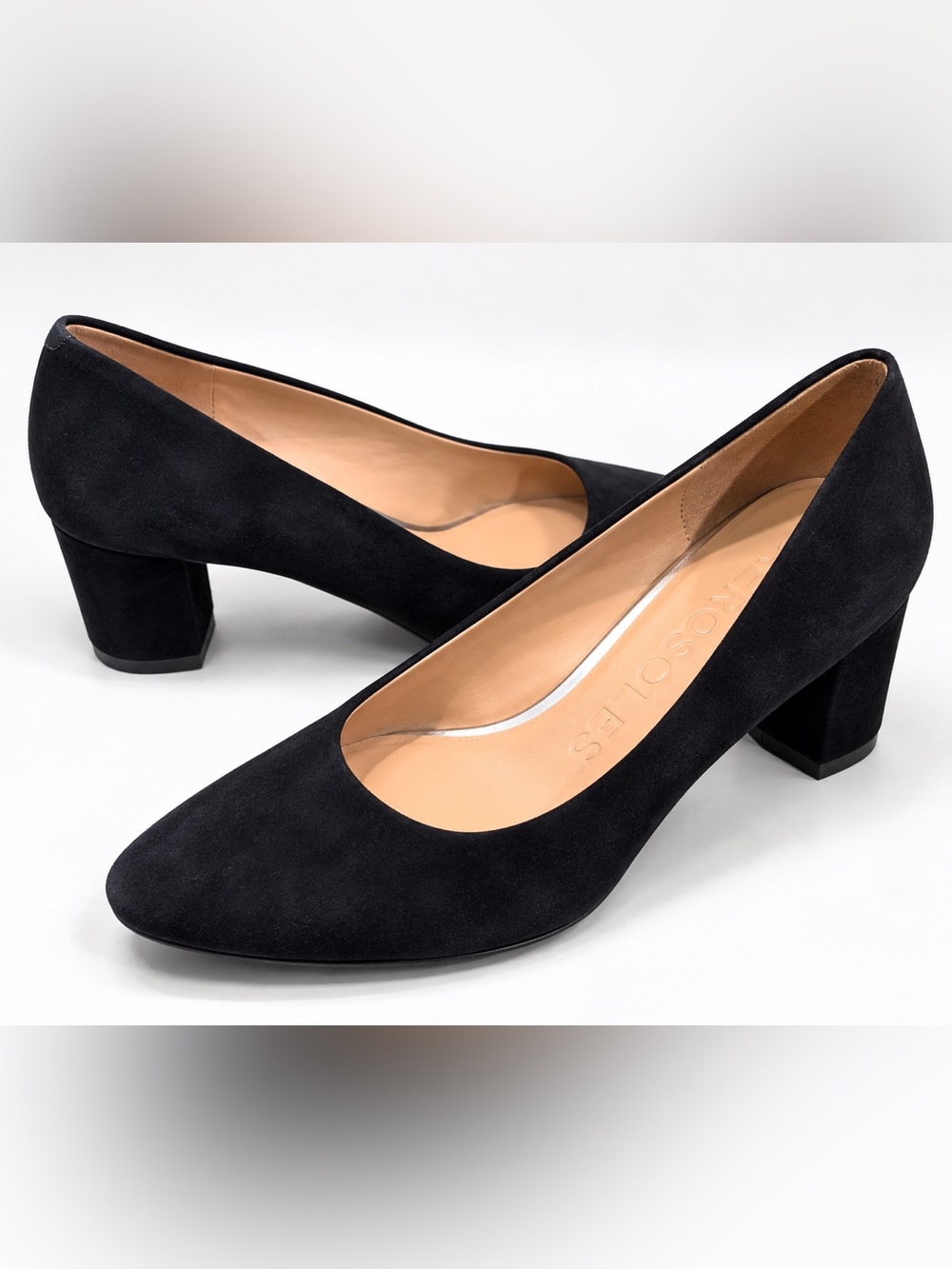Aerosoles Women’s Size 9 Black Suede Pumps 2.5” Block Heel Career Dress Shoes